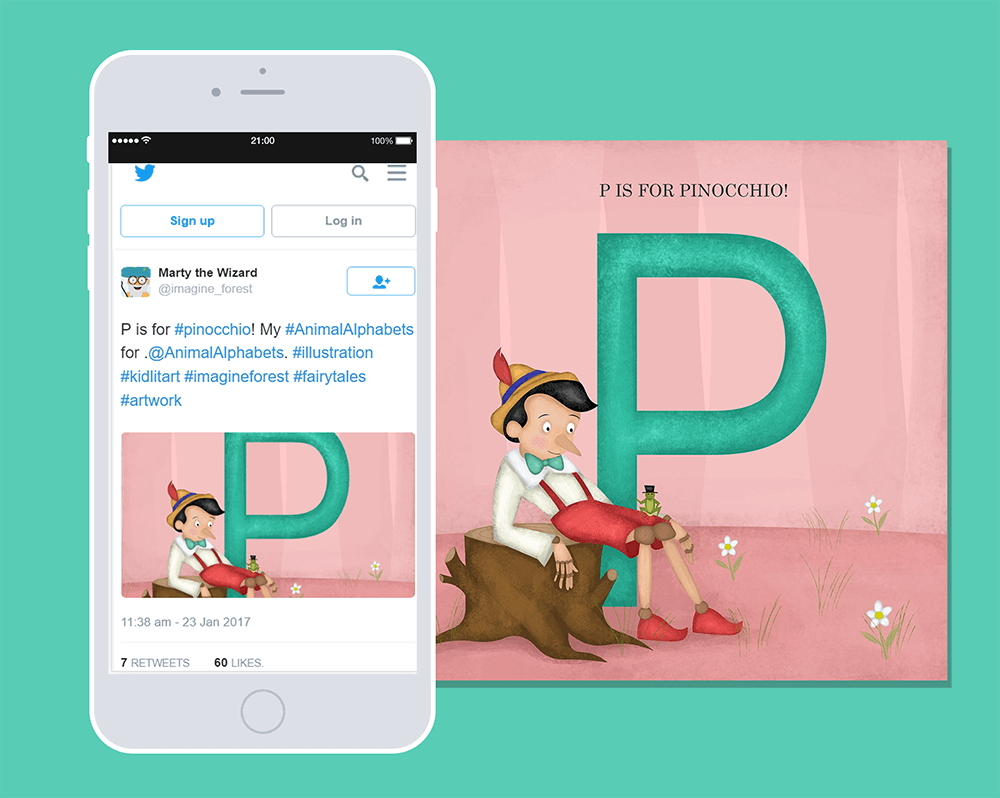 Animal Alphabets Project_Twitter_social media post_pinocchio