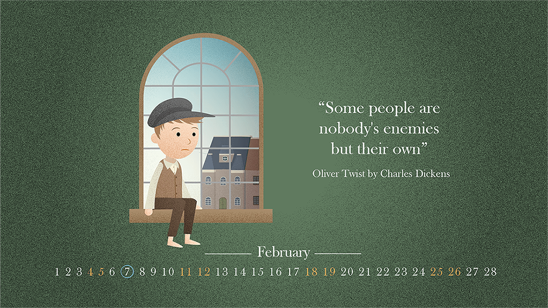 Desktop wallpaper for february_Charles Dickens_Oliver Twist quote