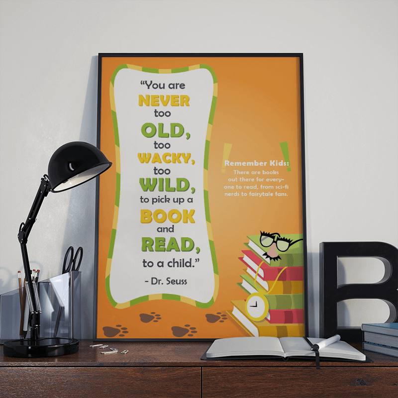 dr. seuss never too wacky too wild quote poster _ safia begum