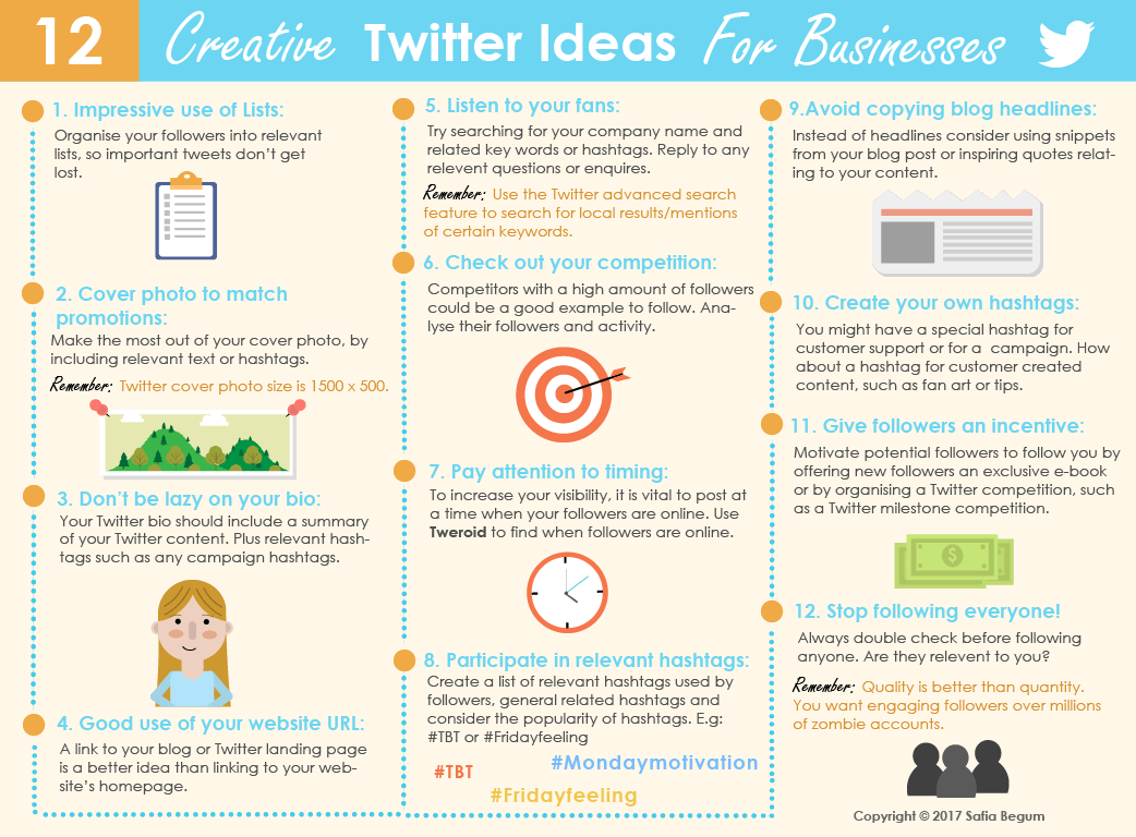 creative Twitter ideas for businesses infographic_safia begum_social media infographic